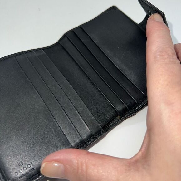 GUCCI W Hook Wallet GG Canvas Canvas x Leather Authentic - Picture 8 of 16